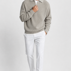 Jovera Joyce Élan Ribbed Zip-Collar Knit Pullover Jovera Joyce