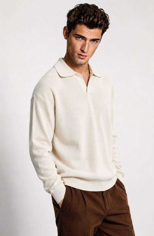Jovera Joyce Valmont Textured Polo Knit Pullover Jovera Joyce