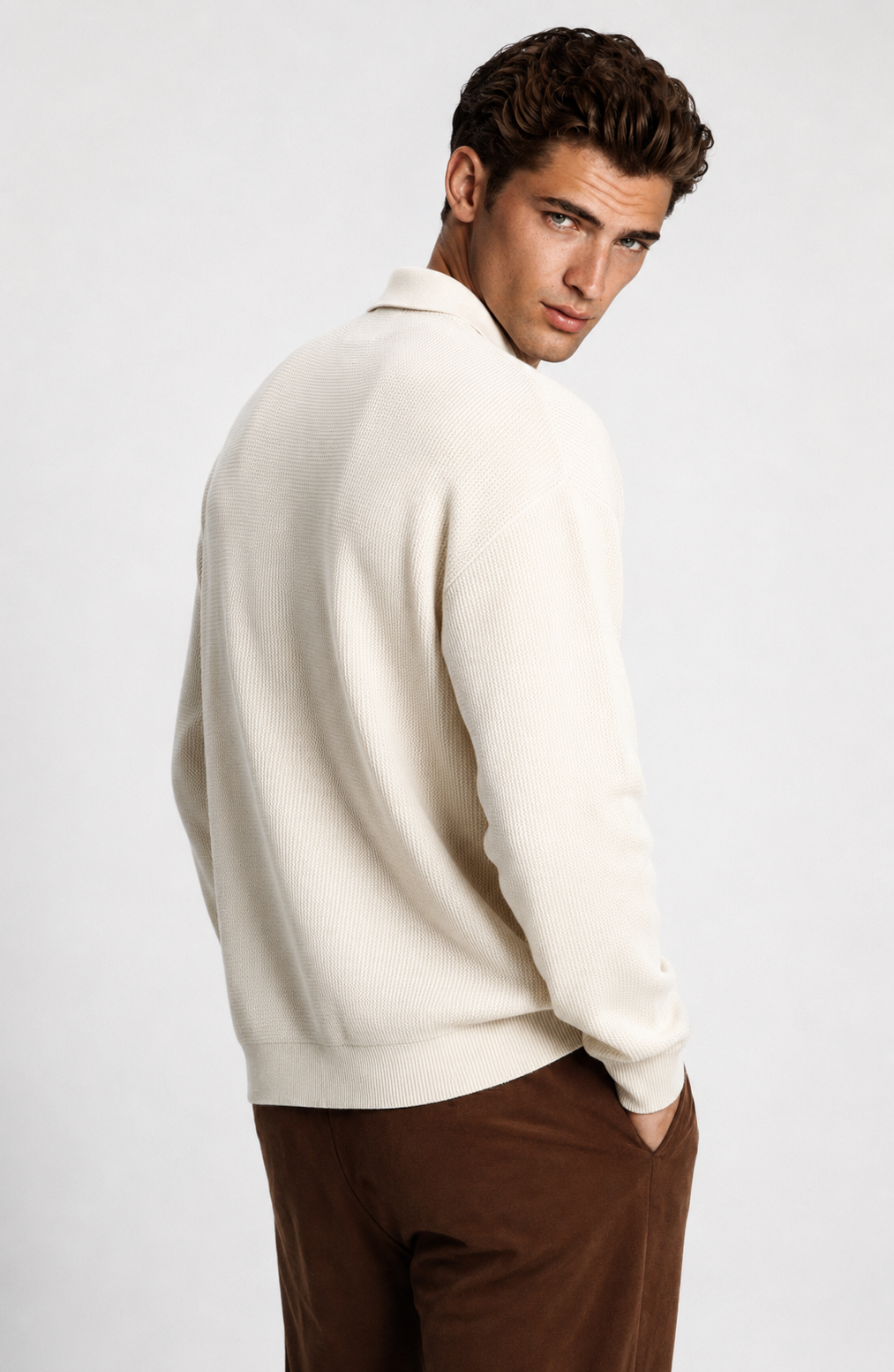 Jovera Joyce Valmont Textured Polo Knit Pullover Jovera Joyce