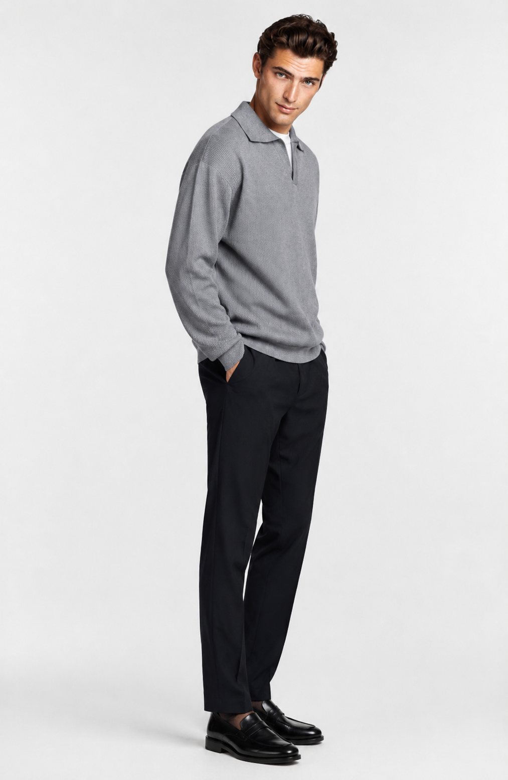 Jovera Joyce Valmont Textured Polo Knit Pullover Jovera Joyce