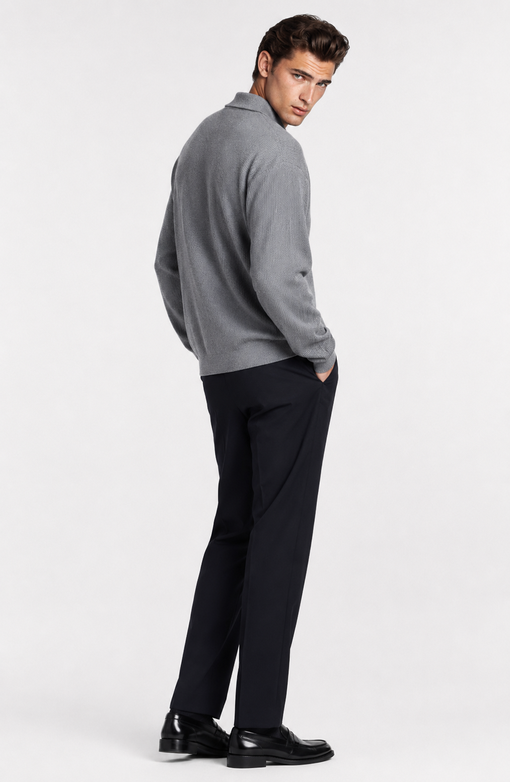 Jovera Joyce Valmont Textured Polo Knit Pullover Jovera Joyce