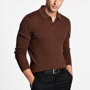 Jovera Joyce Auremont Ribbed Polo Knit Pullover Jovera Joyce