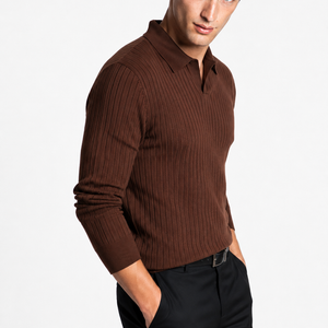 Jovera Joyce Auremont Ribbed Polo Knit Pullover Jovera Joyce
