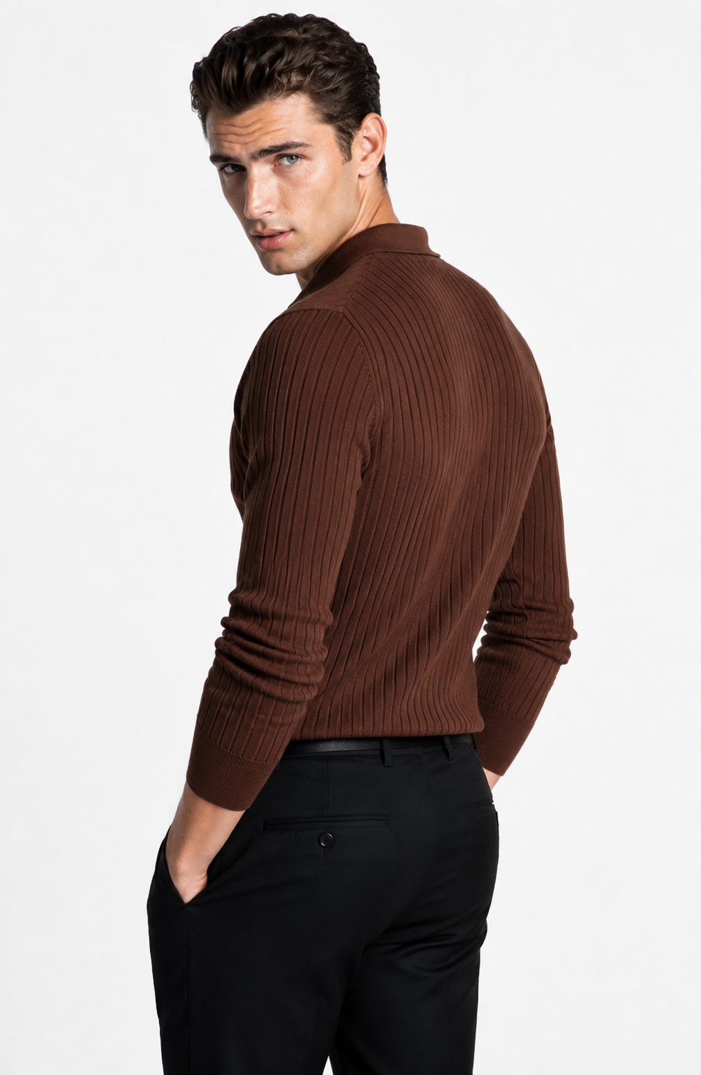 Jovera Joyce Auremont Ribbed Polo Knit Pullover Jovera Joyce