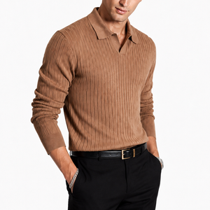 Jovera Joyce Auremont Ribbed Polo Knit Pullover Jovera Joyce