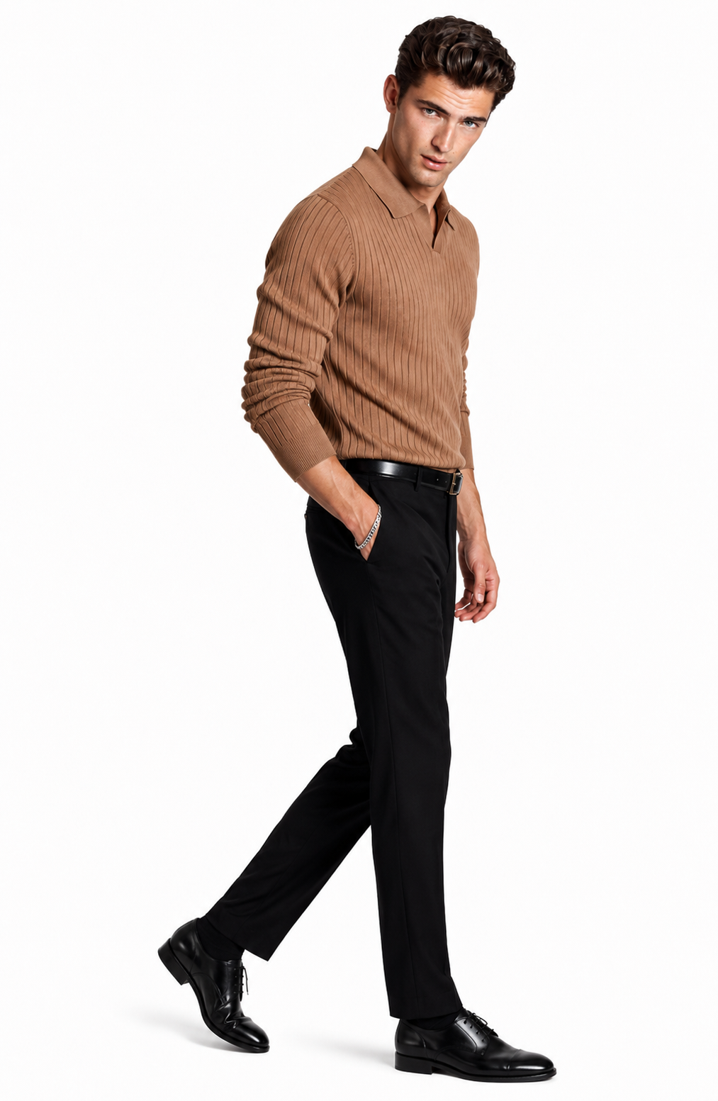 Jovera Joyce Auremont Ribbed Polo Knit Pullover Jovera Joyce