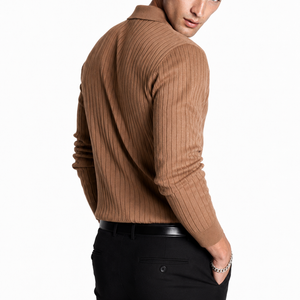 Jovera Joyce Auremont Ribbed Polo Knit Pullover Jovera Joyce