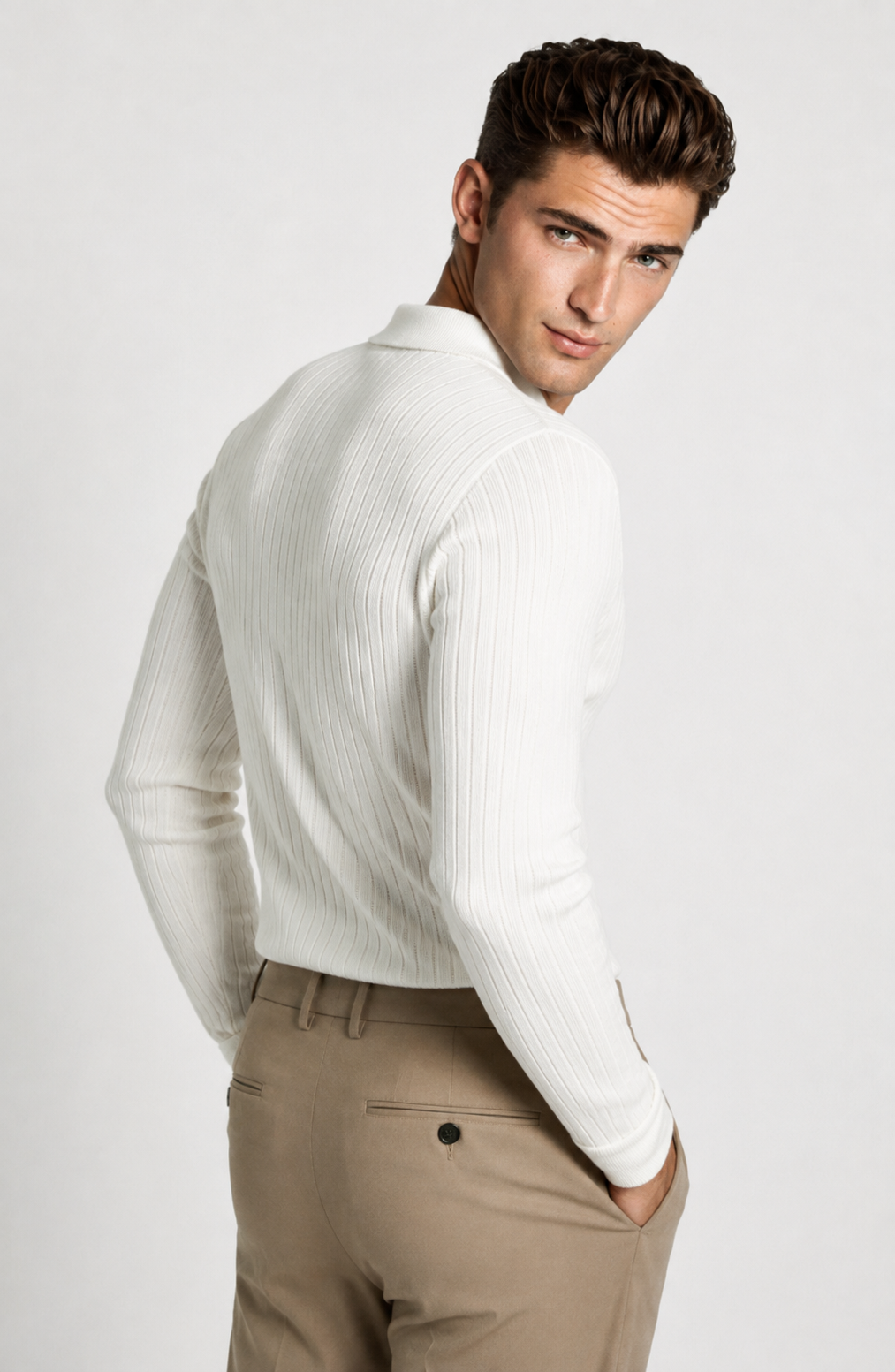 Jovera Joyce Auremont Ribbed Polo Knit Pullover Jovera Joyce