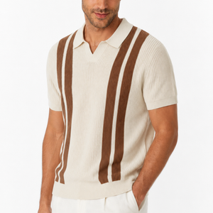Jovera Joyce Montclair Contrast-Stripe Polo Knit Jovera Joyce
