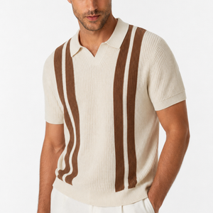 Jovera Joyce Montclair Contrast-Stripe Polo Knit Jovera Joyce
