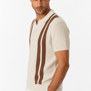 Jovera Joyce Montclair Contrast-Stripe Polo Knit Jovera Joyce