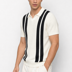 Jovera Joyce Montclair Contrast-Stripe Polo Knit Jovera Joyce