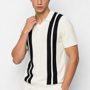 Jovera Joyce Montclair Contrast-Stripe Polo Knit Jovera Joyce