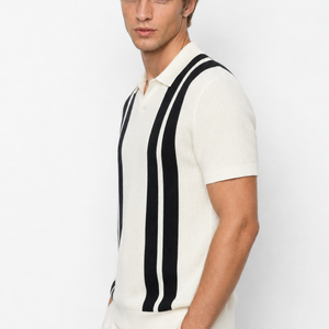 Jovera Joyce Montclair Contrast-Stripe Polo Knit Jovera Joyce