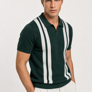 Jovera Joyce Montclair Contrast-Stripe Polo Knit Jovera Joyce
