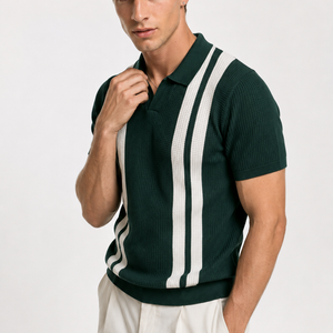 Jovera Joyce Montclair Contrast-Stripe Polo Knit Jovera Joyce