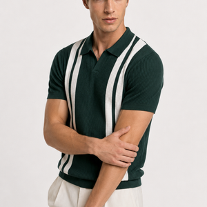 Jovera Joyce Montclair Contrast-Stripe Polo Knit Jovera Joyce
