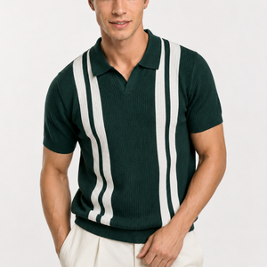 Jovera Joyce Montclair Contrast-Stripe Polo Knit Jovera Joyce