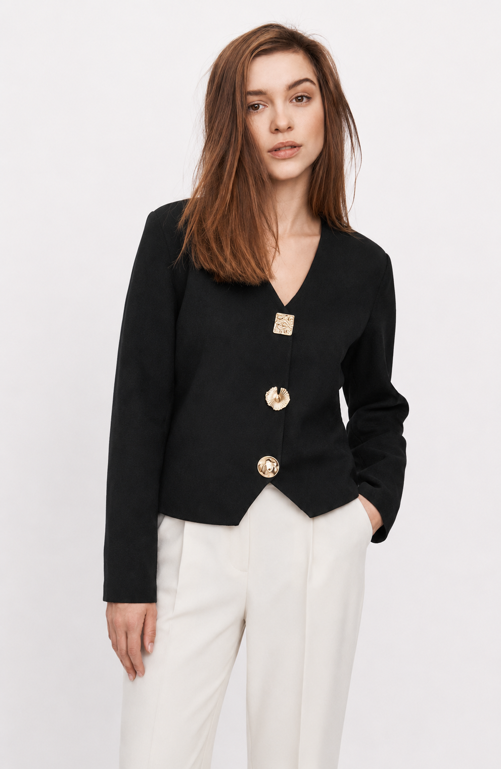 High-end Short Knitted Cardigan Slim Slimming Metal Buckle Sweater For Women Jovera Joyce