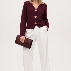 High-end Short Knitted Cardigan Slim Slimming Metal Buckle Sweater For Women Jovera Joyce