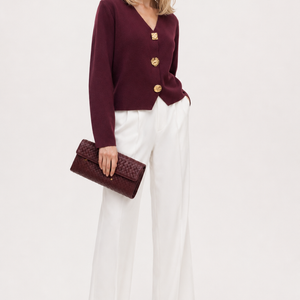 High-end Short Knitted Cardigan Slim Slimming Metal Buckle Sweater For Women Jovera Joyce