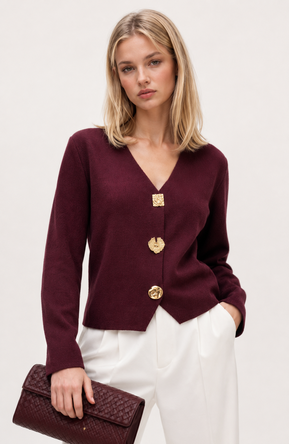 High-end Short Knitted Cardigan Slim Slimming Metal Buckle Sweater For Women Jovera Joyce