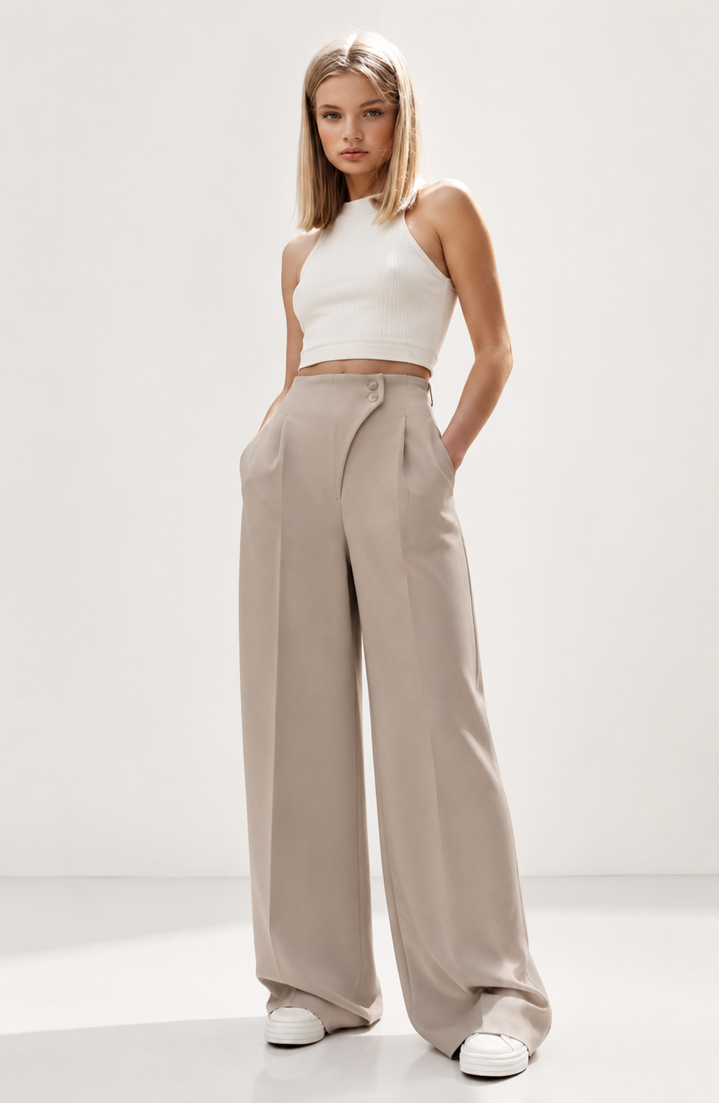 Kyoto Button-Detail Straight-Leg Trousers Jovera Joyce