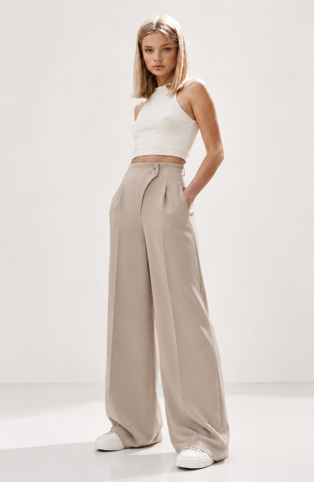 Kyoto Button-Detail Straight-Leg Trousers Jovera Joyce