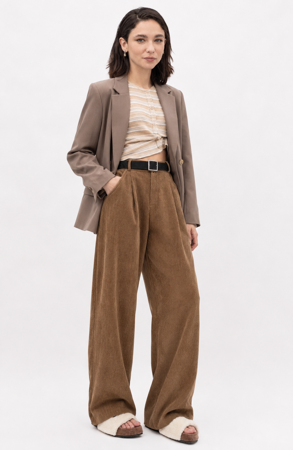 Slimming And Straight Casual High Waist Drooping Wide Leg Pants Jovera Joyce