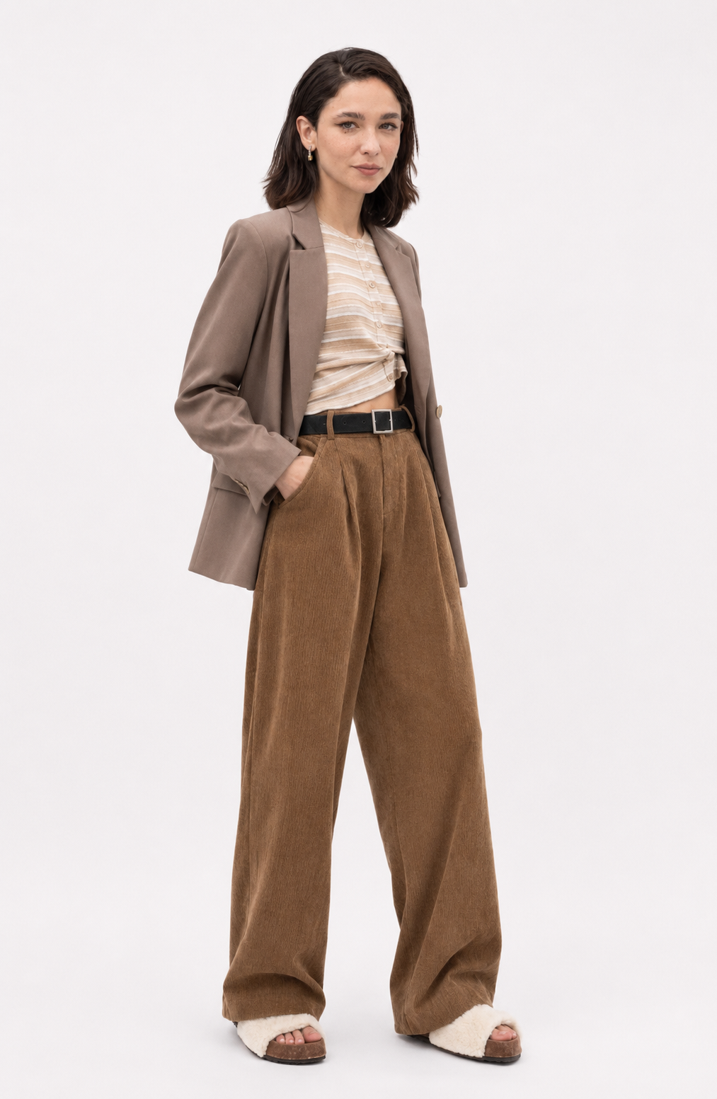 Slimming And Straight Casual High Waist Drooping Wide Leg Pants Jovera Joyce