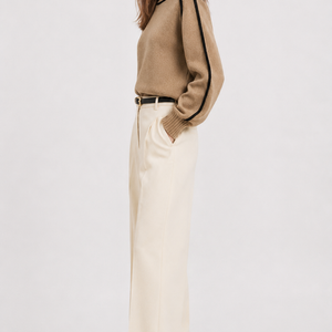 Contrast High Neck Raglan Lantern Sleeve Sweater For Women Jovera Joyce