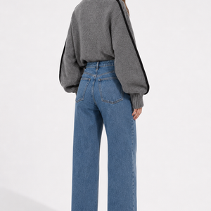 Contrast High Neck Raglan Lantern Sleeve Sweater For Women Jovera Joyce