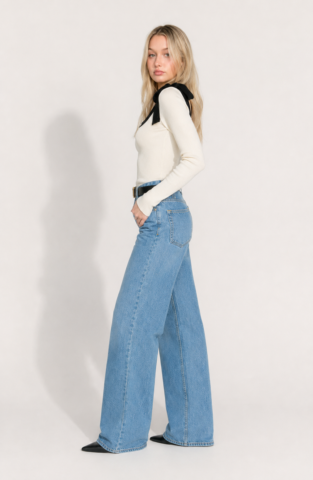 Women's Square Collar Bow Slim-fit Knitted Long-sleeved Bottoming Shirt Jovera Joyce