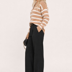Riviera Striped Polo Knit Sweater Jovera Joyce