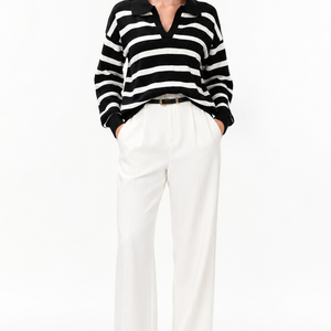 Riviera Striped Polo Knit Sweater Jovera Joyce