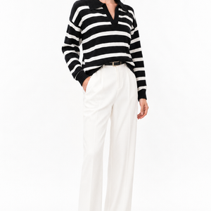 Riviera Striped Polo Knit Sweater Jovera Joyce