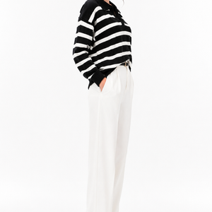 Riviera Striped Polo Knit Sweater Jovera Joyce
