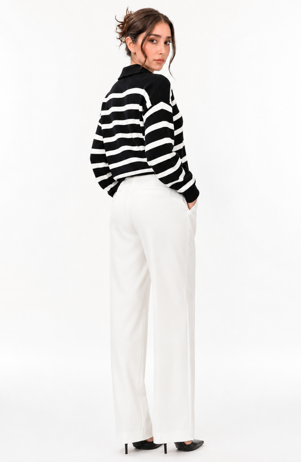 Riviera Striped Polo Knit Sweater Jovera Joyce
