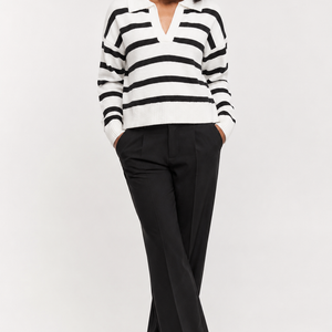 Riviera Striped Polo Knit Sweater Jovera Joyce