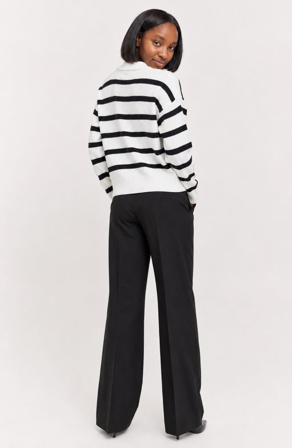 Riviera Striped Polo Knit Sweater Jovera Joyce