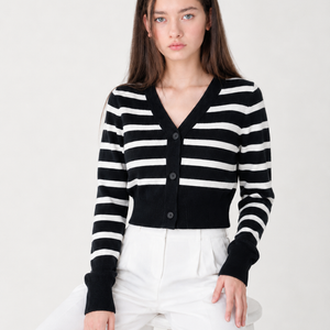 Monaco Stripe Knit Cardigan Jovera Joyce