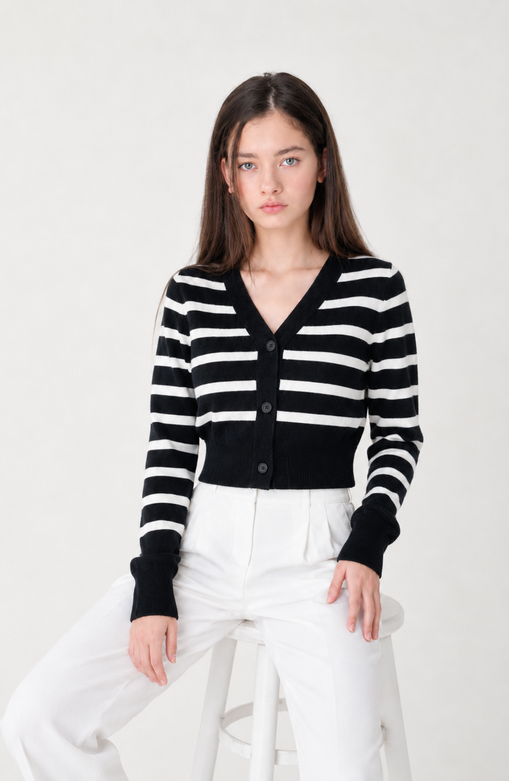 Monaco Stripe Knit Cardigan Jovera Joyce