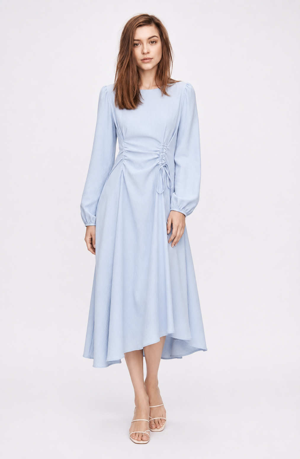 Elise Bleu Draped Midi Dress Jovera Joyce