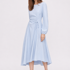 Elise Bleu Draped Midi Dress Jovera Joyce