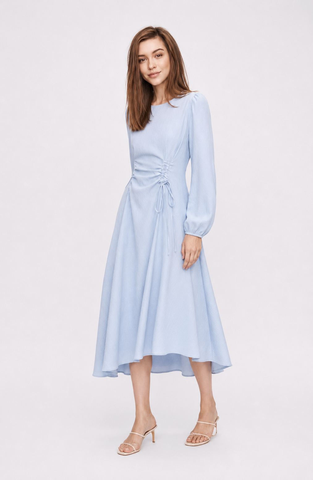 Elise Bleu Draped Midi Dress Jovera Joyce