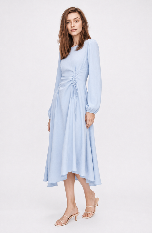 Elise Bleu Draped Midi Dress Jovera Joyce