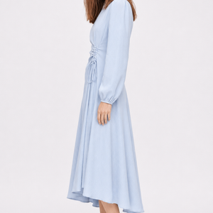 Elise Bleu Draped Midi Dress Jovera Joyce