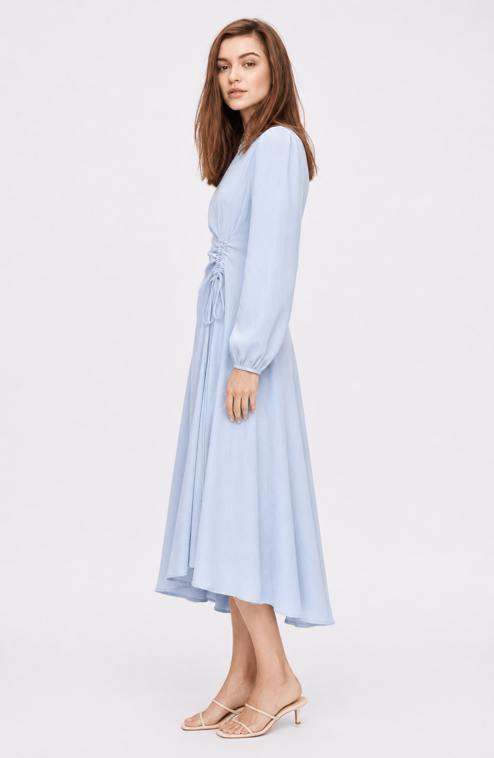 Elise Bleu Draped Midi Dress Jovera Joyce