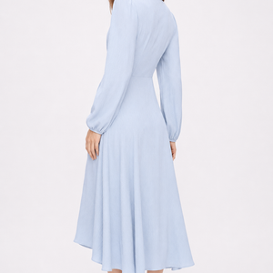 Elise Bleu Draped Midi Dress Jovera Joyce