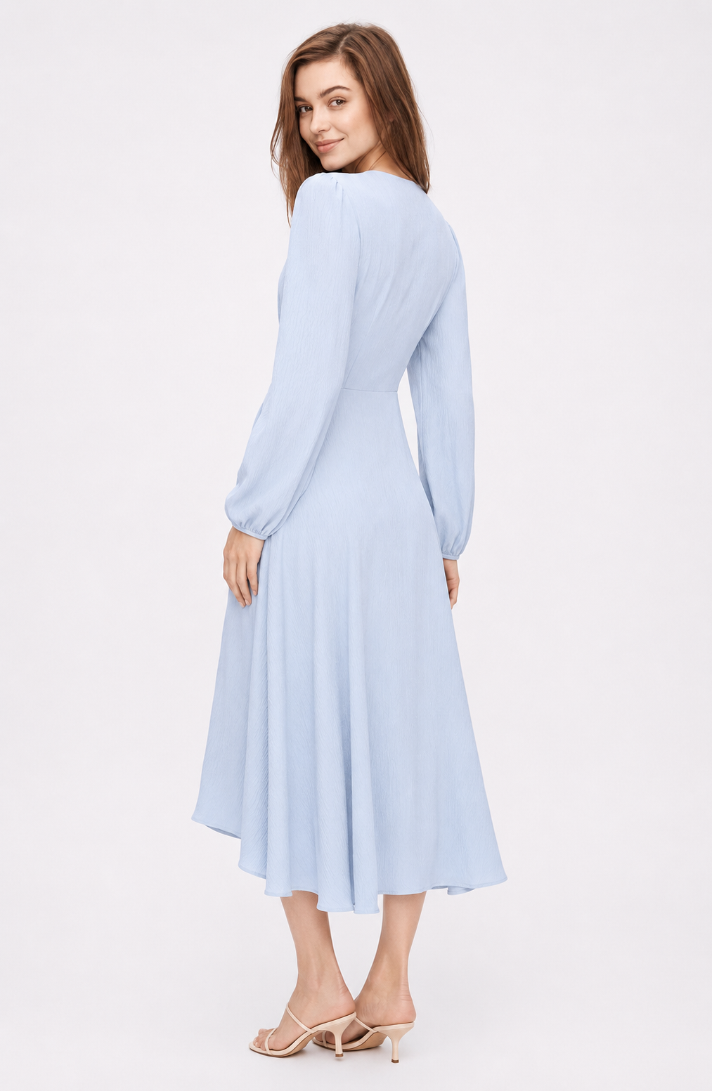 Elise Bleu Draped Midi Dress Jovera Joyce